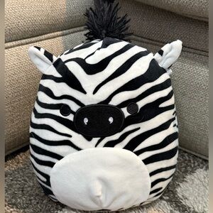 Squishmallow Freddy Zebra Plush Pillow Soft Toy - Black & White. 10”